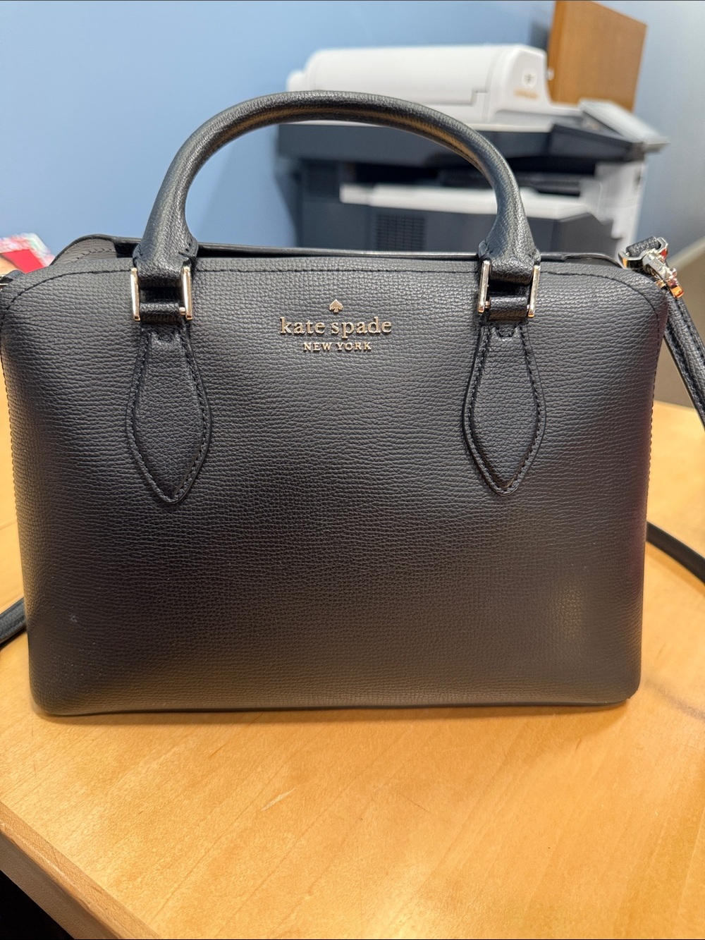 kate spade Black Saffiano Leather Satchel with Top Handles